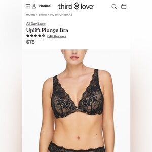 Third Love Plunge Lace Bra in Black